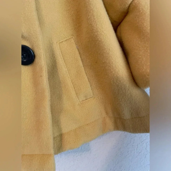 Max Studio toddler girls mustard yellow pea coat with bows on bell sleeves 3T - Picture 5 of 9